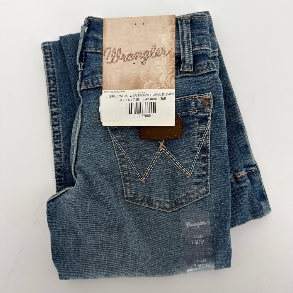 Wrangler Girls Trouser Jeans 7 Slim Daisy Wash Absaroka Tuff Denim NWT